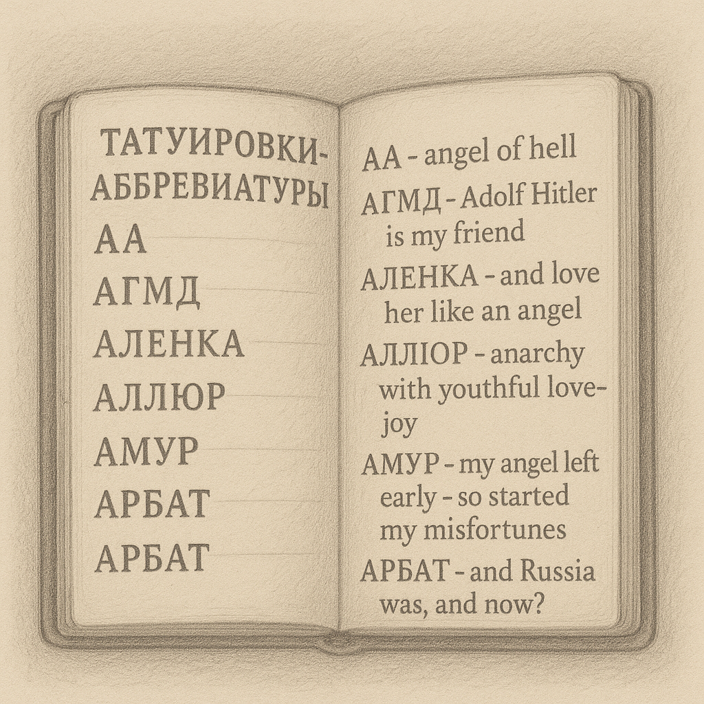 Russian Prison Tattoo Abbreviations — glossary and translations